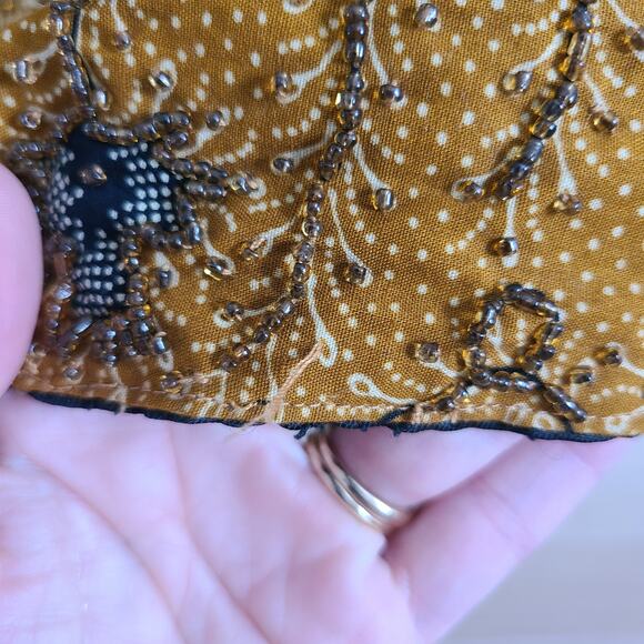 VTG Kenar Womens Gold Beaded Bird Floral Pattern Vest Size Small Tie Waistcoat - Picture 7 of 15